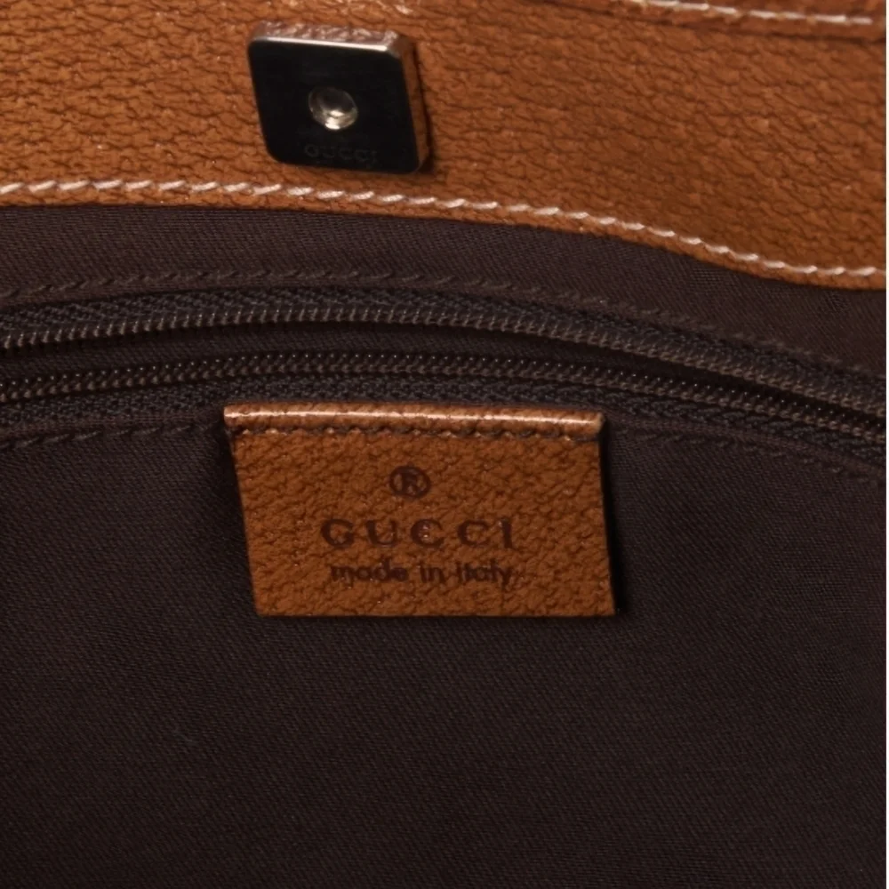 Gucci | Monogram GG Canvas and Brown Leather Tote Shoulder Bag